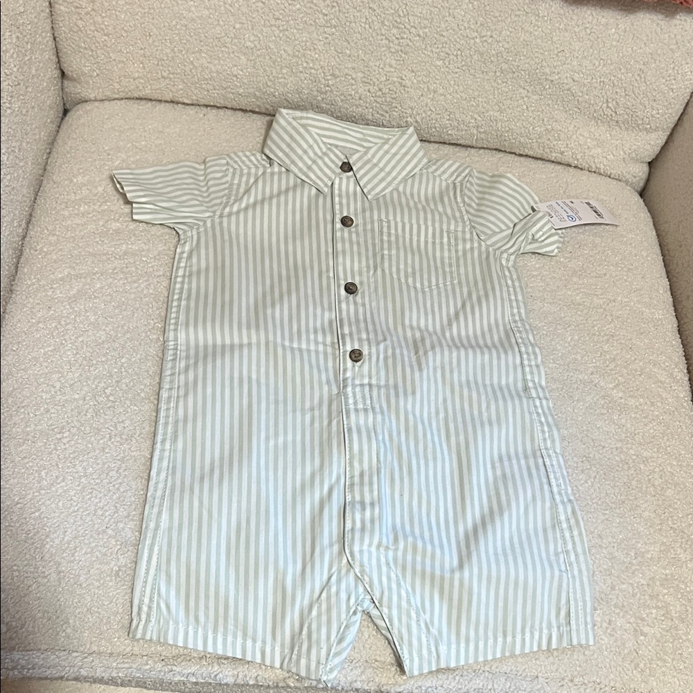 12m Short-Sleeve Striped Romper